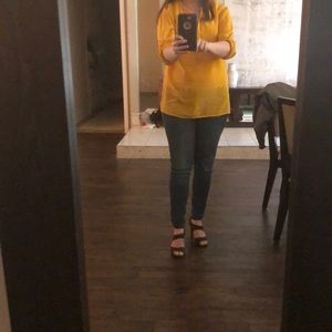 Banana republic yellow long sleeve roll up shirt